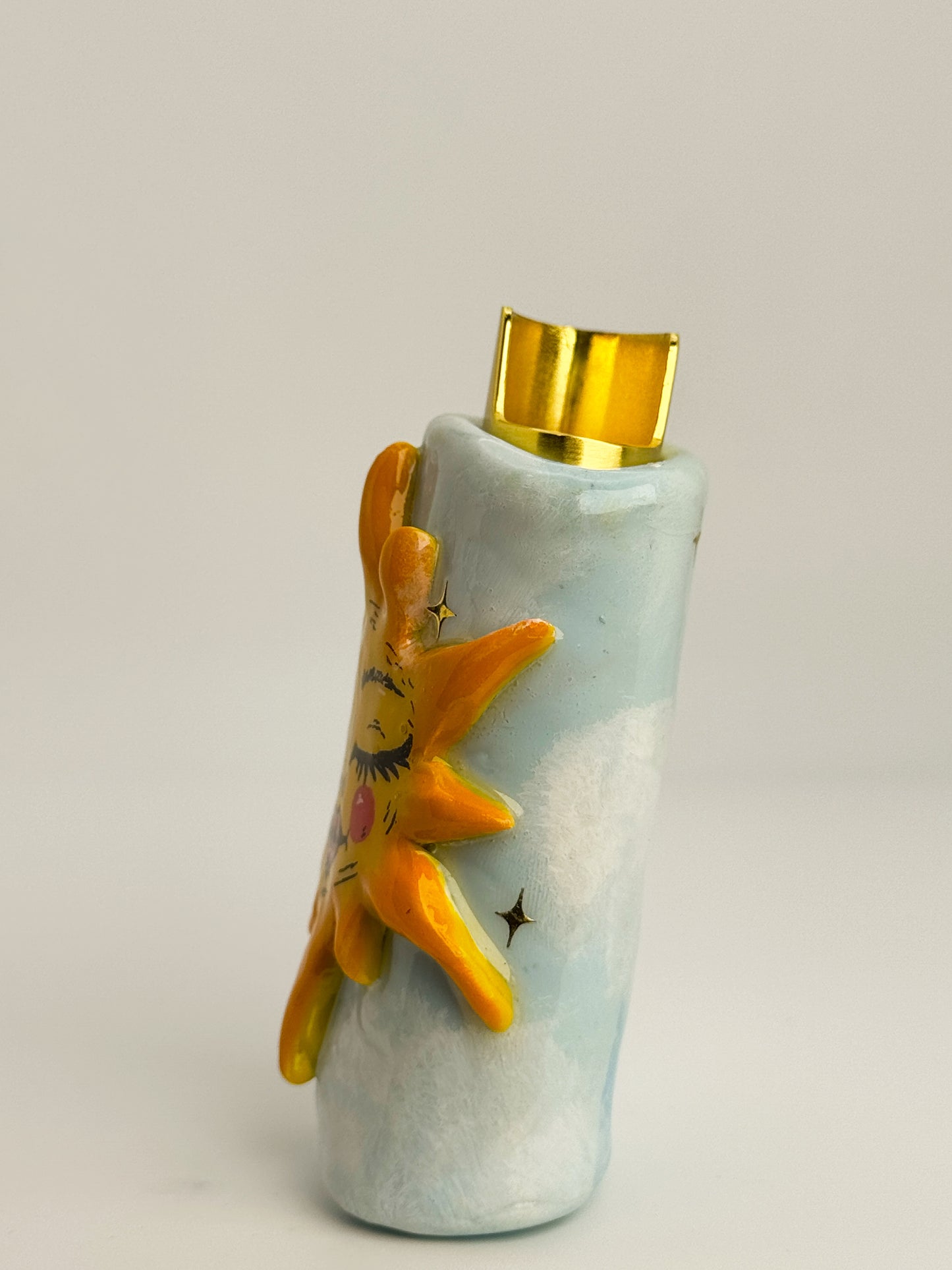 Miss Sunny Lighter Case w/ Charm | Fits Standard Bic | Handmade Polymer Clay Art