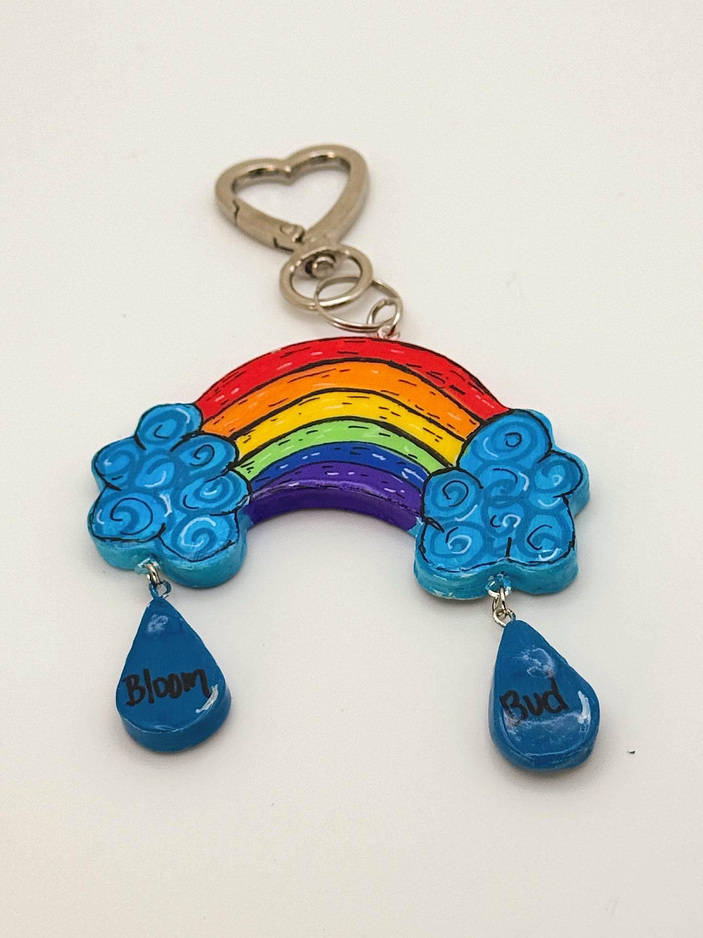 Crying Rainbow Keychain – Hand-Sculpted Polymer Clay Charm