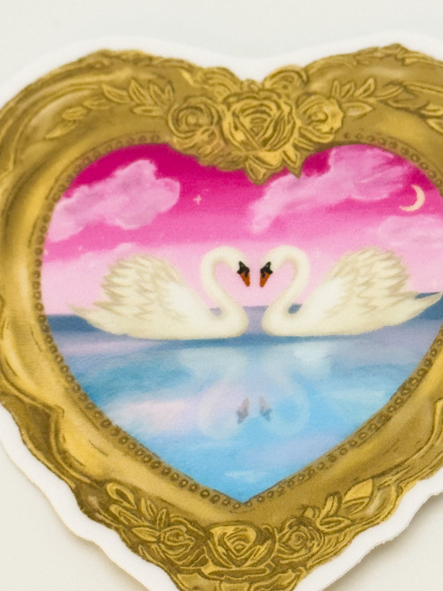 Vintage Frame Swan Painting Sticker | Swan Vinyl Sticker