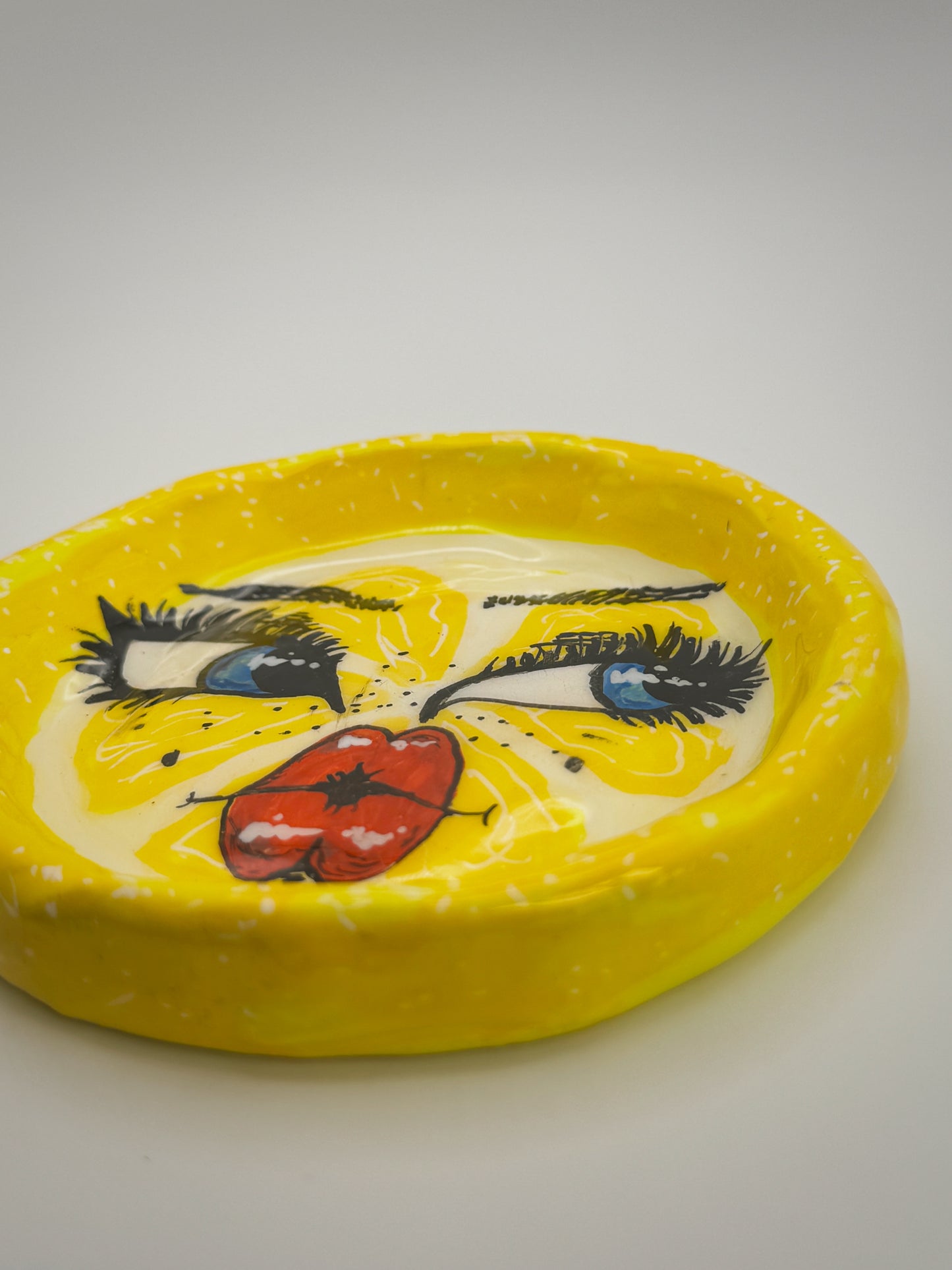 Sour Lemon Face Trinket Dish(3.5-4”) –Handmade Polymer Clay