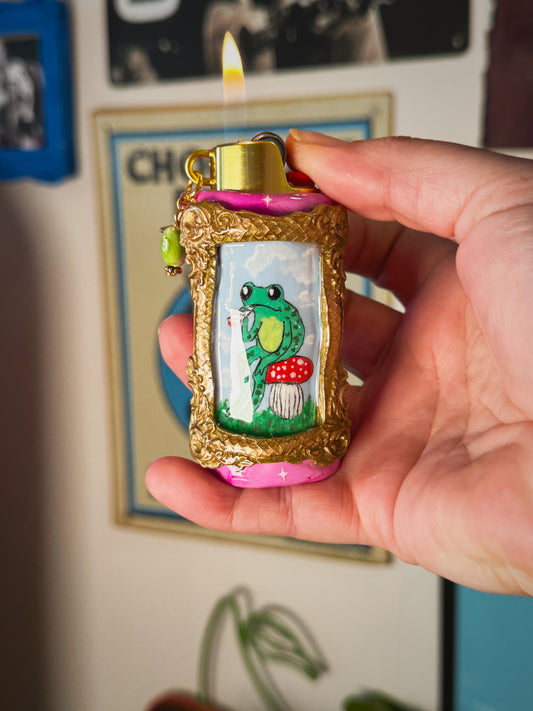 Frog That Doesn’t Give a F*CK Lighter Case w/ charm | Fits Standard Bic