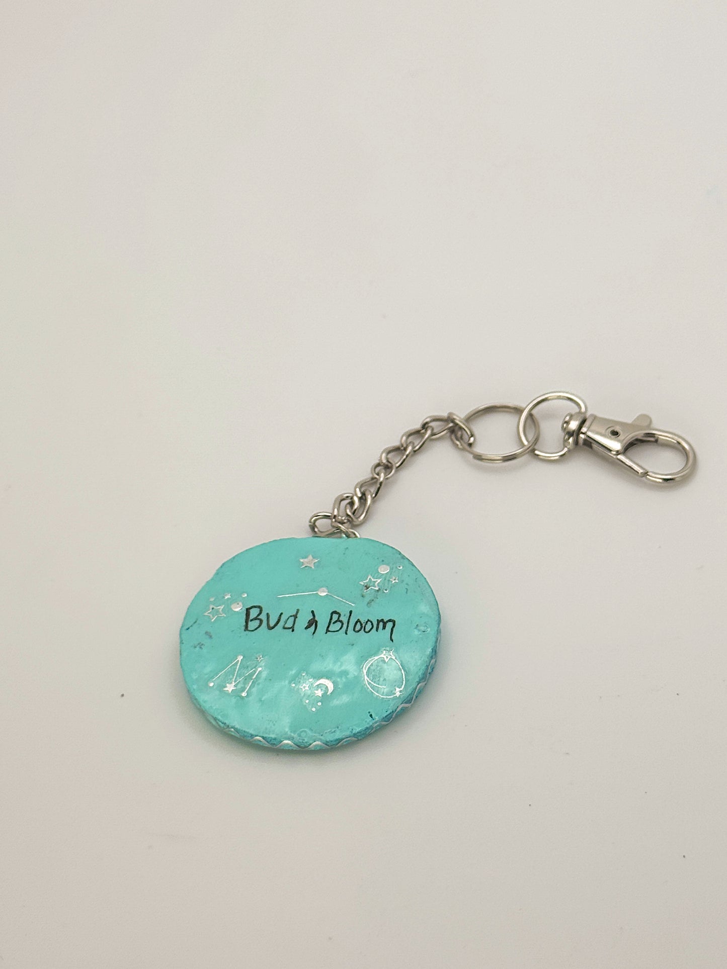 Minty Moon Keychain – Hand-Sculpted Polymer Clay Charm