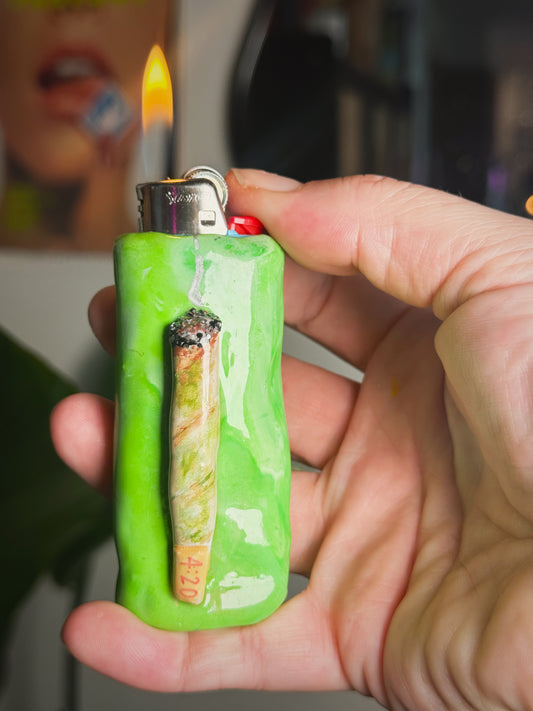 Garden Stick Lighter Case| Fits Standard Bic | Handmade Polymer Clay Art