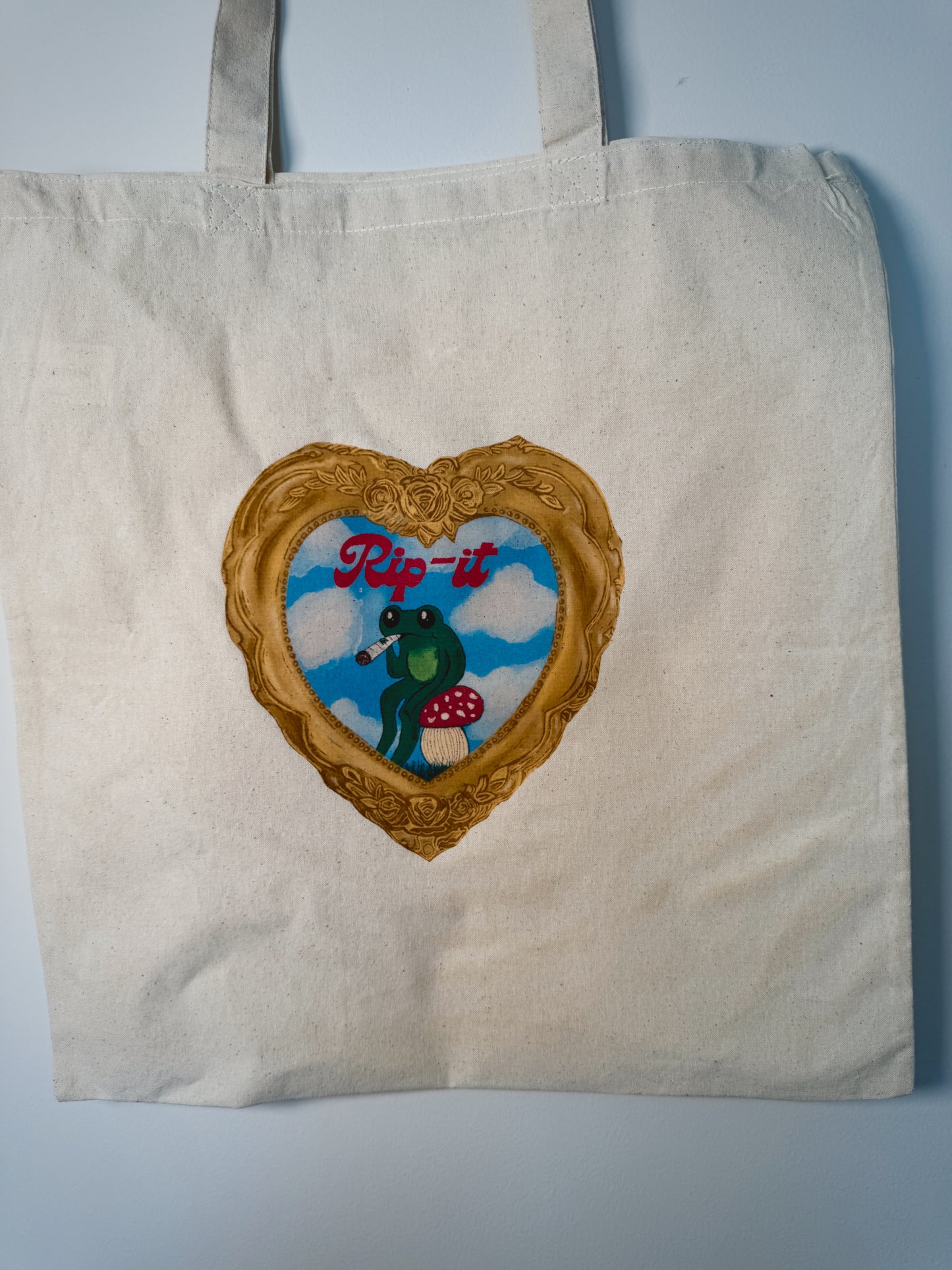 Rip It Frog Hand-Pressed Tote Bag | 15x16 Natural Cotton