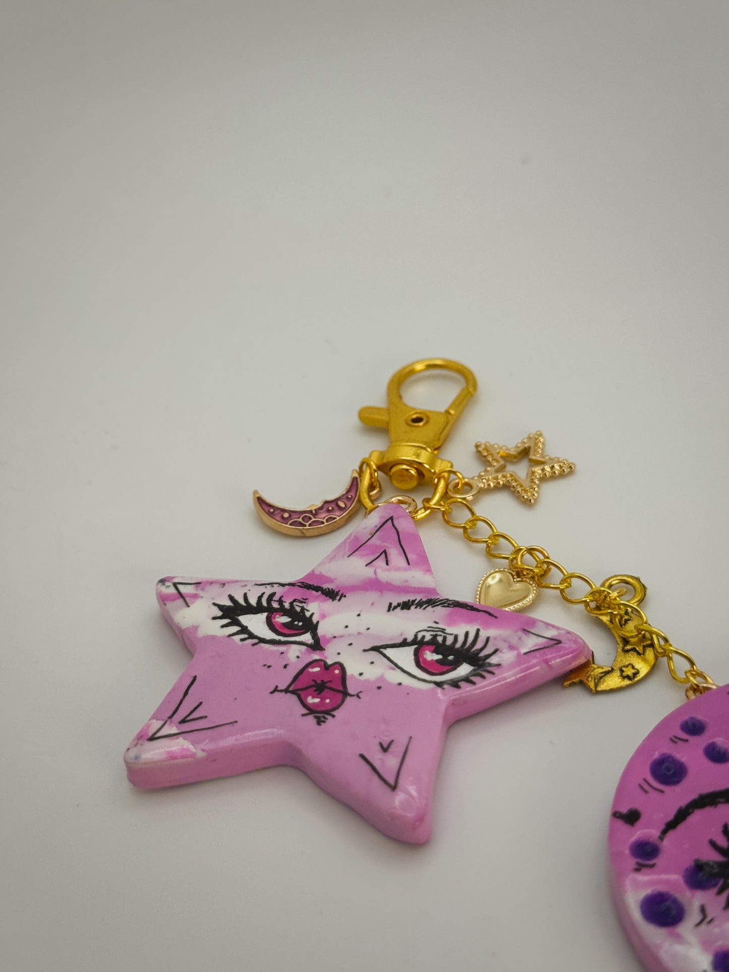 Celestial Girls Keychain – Handmade Polymer Clay Bag Charm