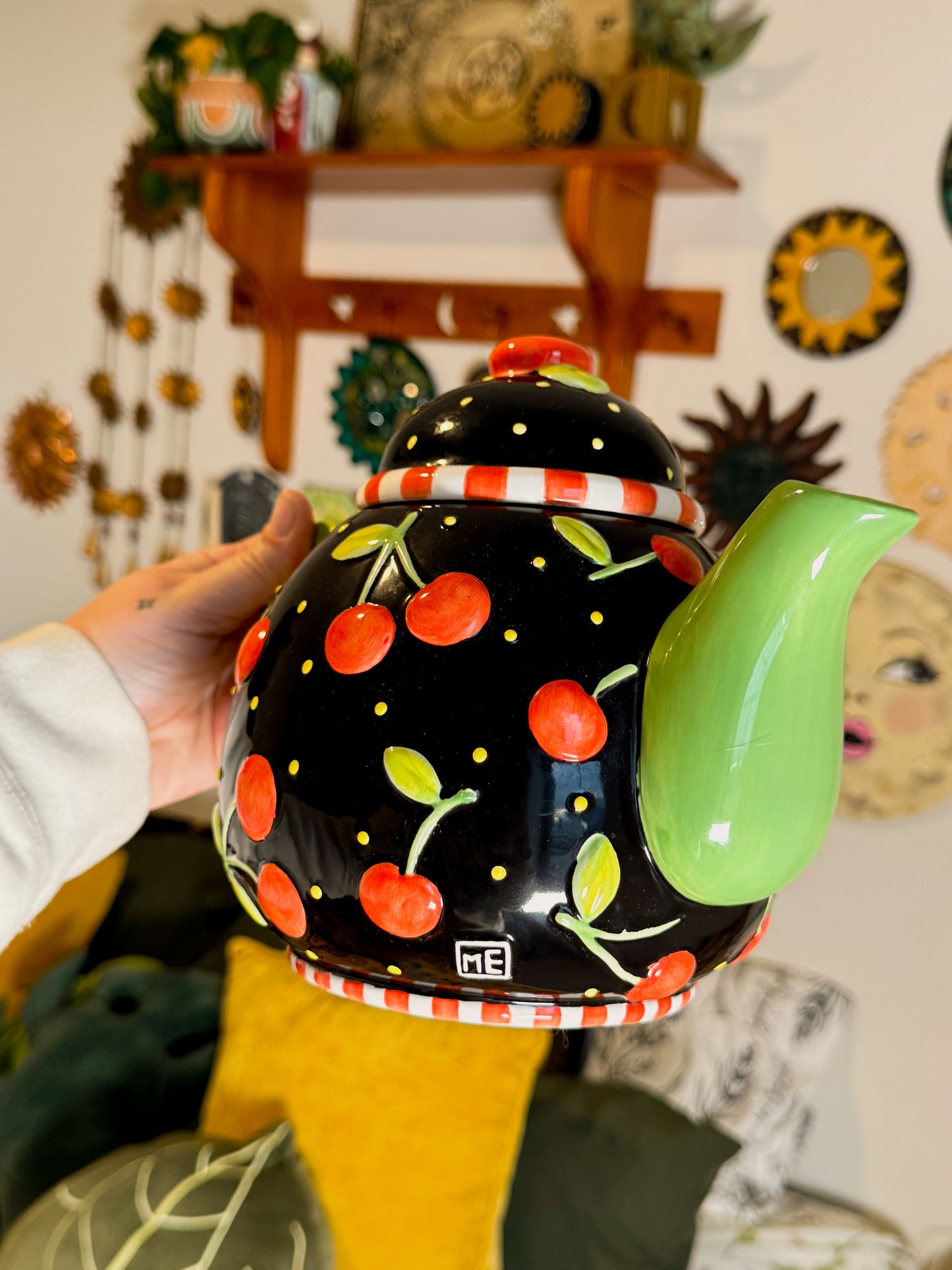 Mary Engelbreit Teapot | Cherry Pattern Friendship Garden