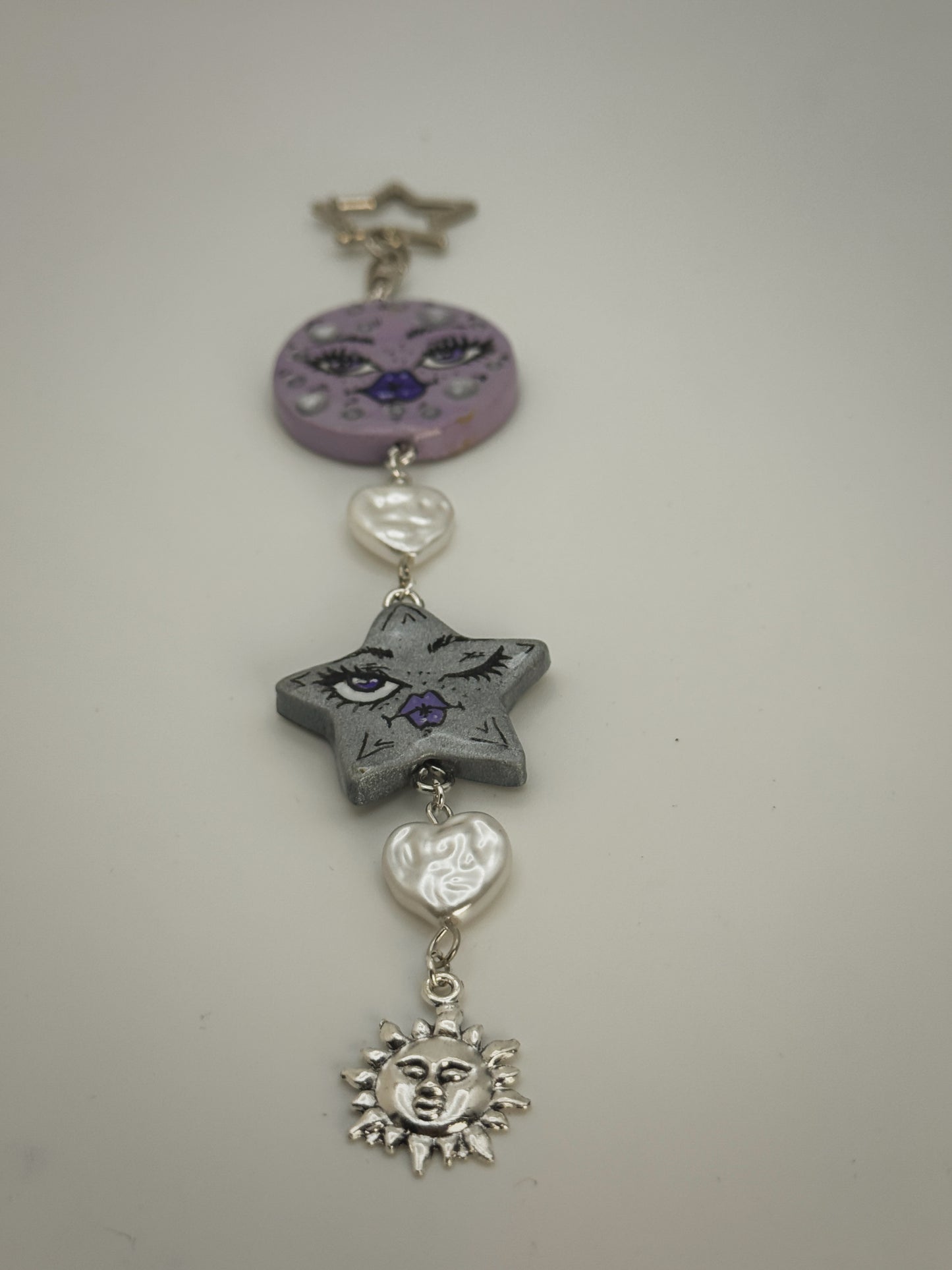 Celestial Girls Keychain – Handmade Polymer Clay Bag Charm