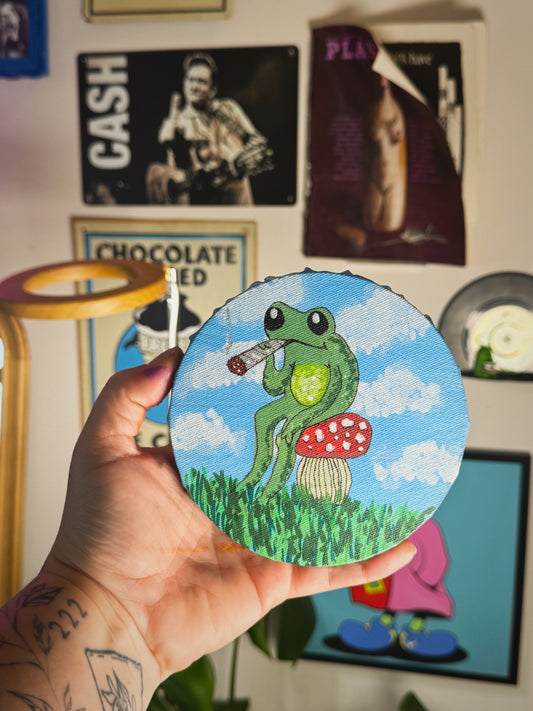 Rip It – Original Acrylic Painting on Round Canvas (5”)