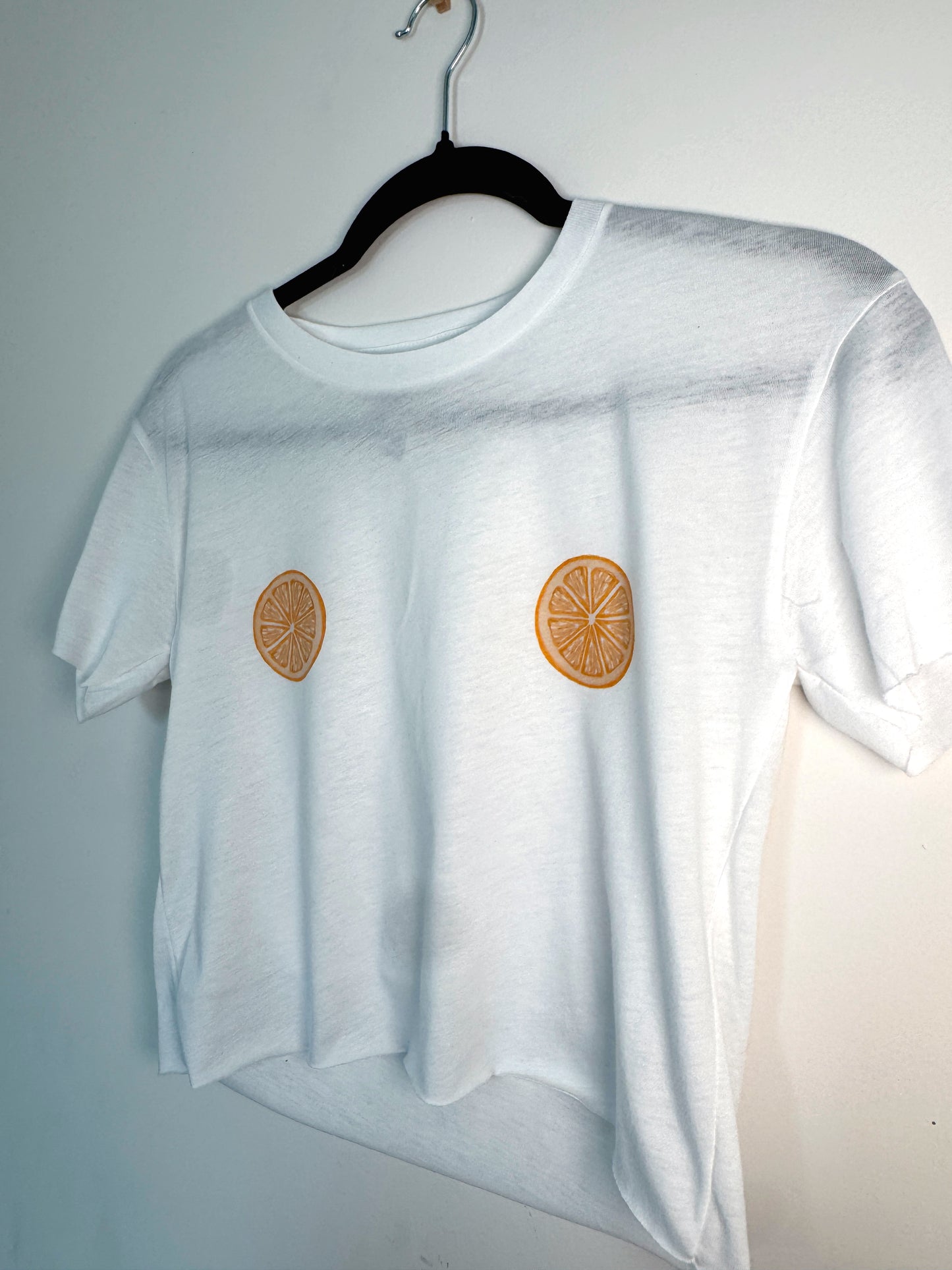 Squeeze These Cropped Tee | Graphic Crop Top (ORANGE SLICE)