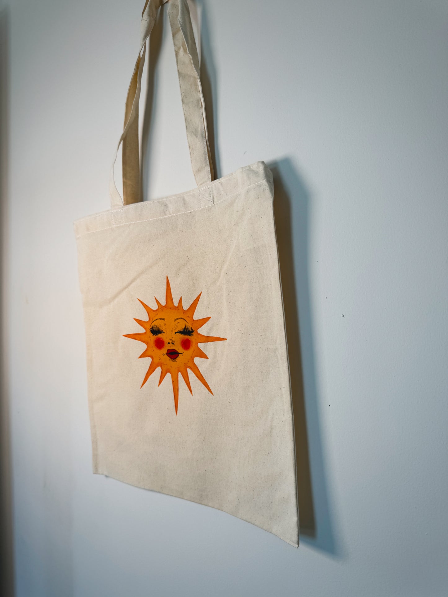 Celestial Miss Sunny Hand-Pressed Tote Bag | 15x16 Natural Cotton