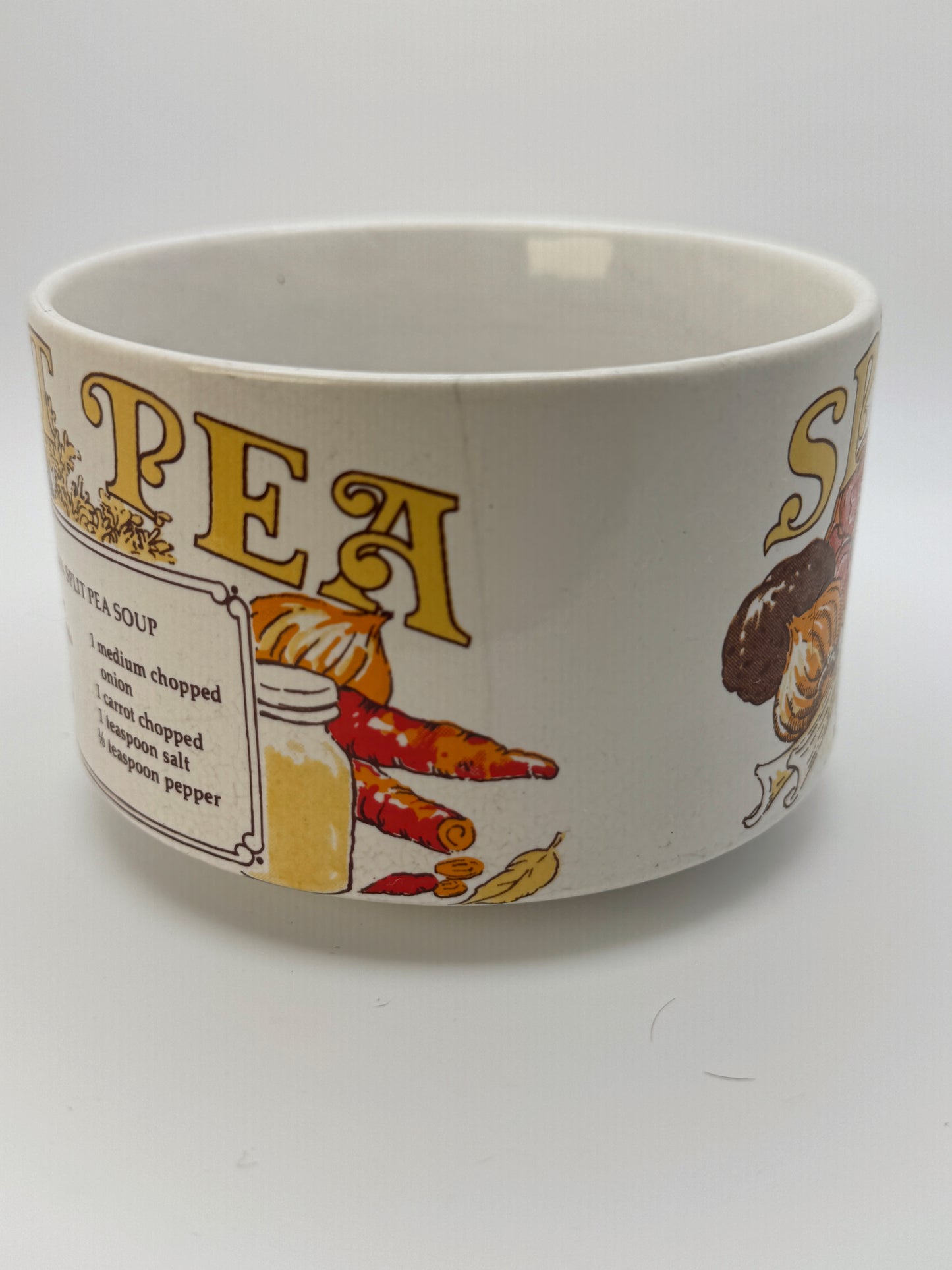 Vintage 1970s Recipe Soup Mug Set – Made in Japan – Clam Chowder, Split Pea & French Onion