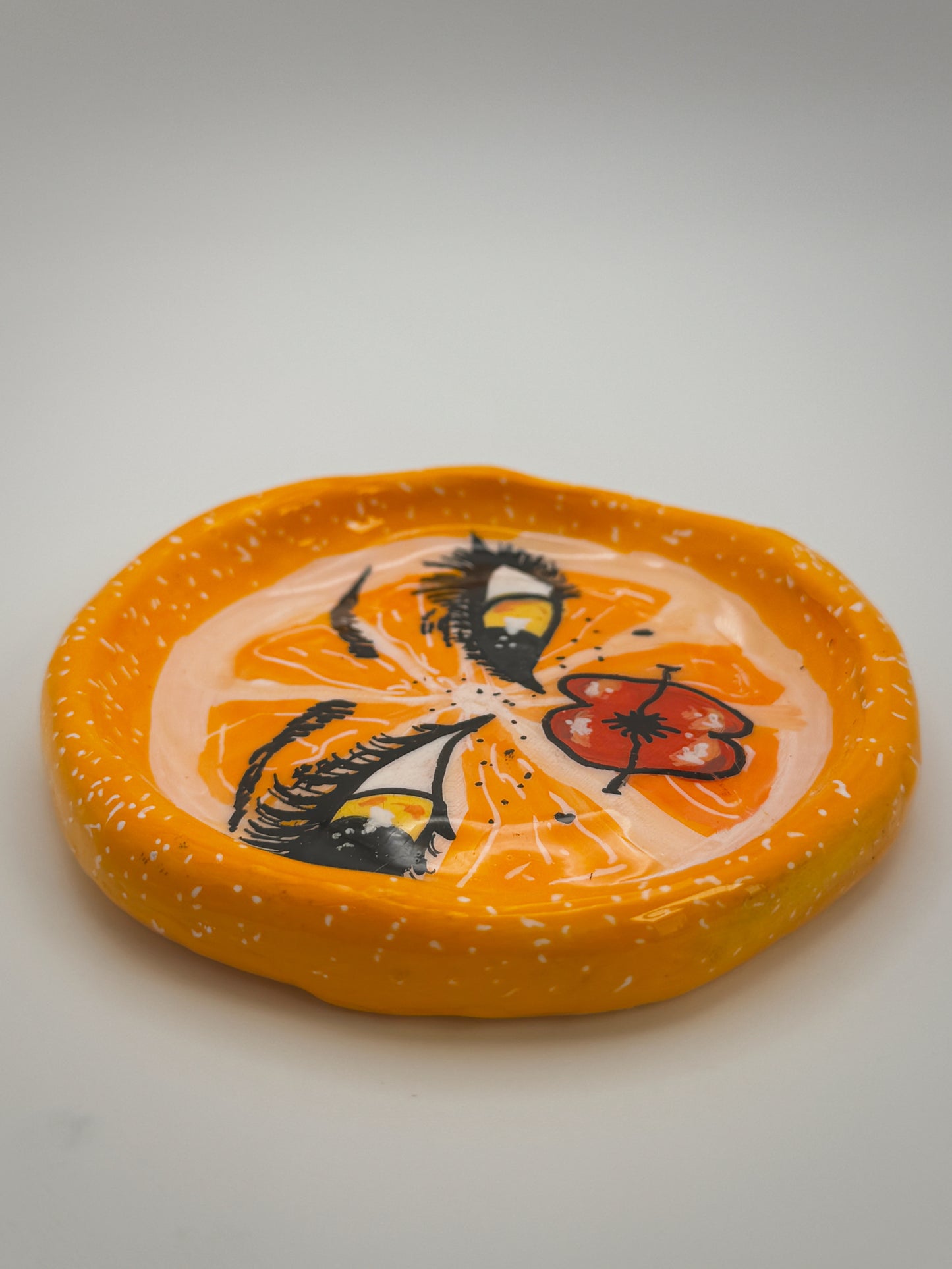 Orange Face Trinket Dish(3.5-4”) –Handmade Polymer Clay