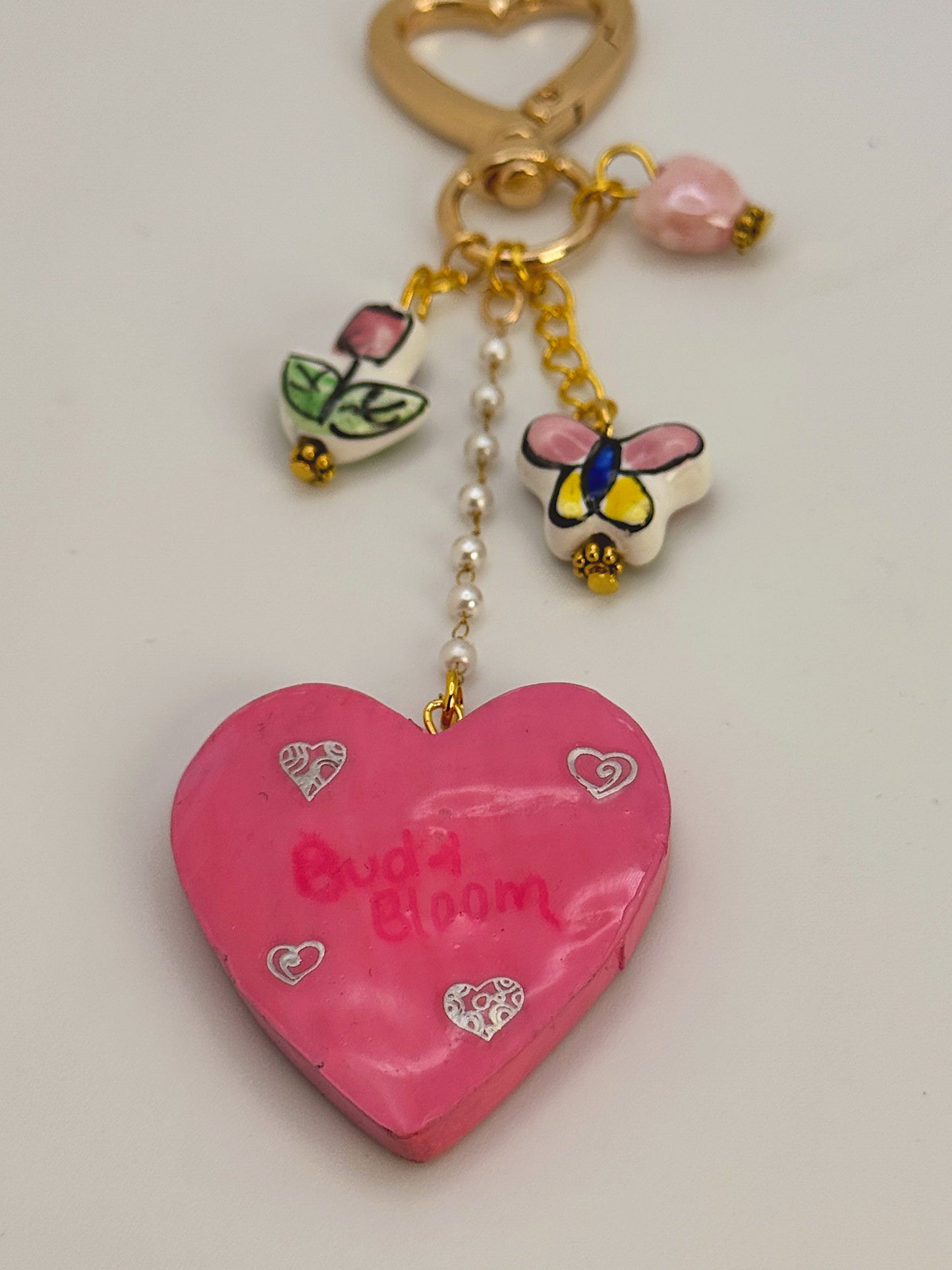 I’m Literally Just a Girl Keychain – Handmade Heart Bag Charm with Gold Clip