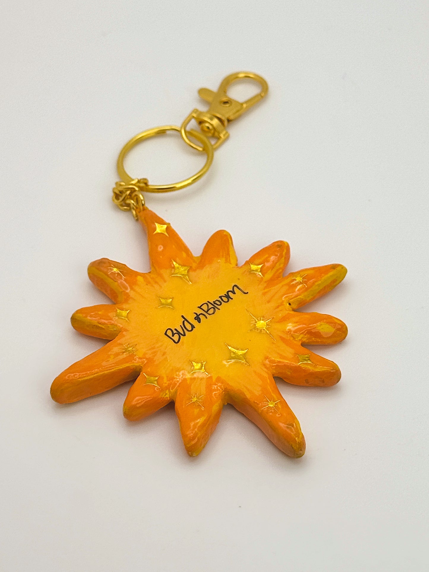 Sun Goddess Keychain – Hand-Sculpted Polymer Clay (3.5”)