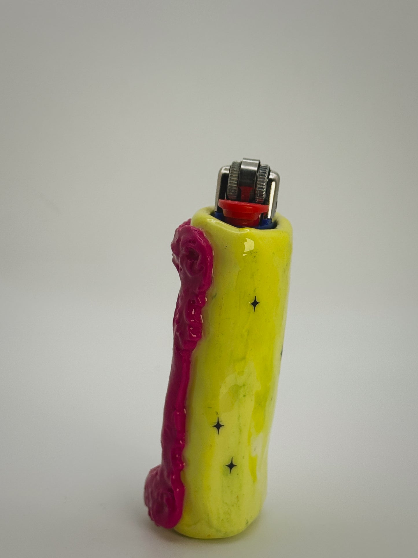 Martini Cat Lighter Case| Fits Standard Bic | Handmade Polymer Clay Art