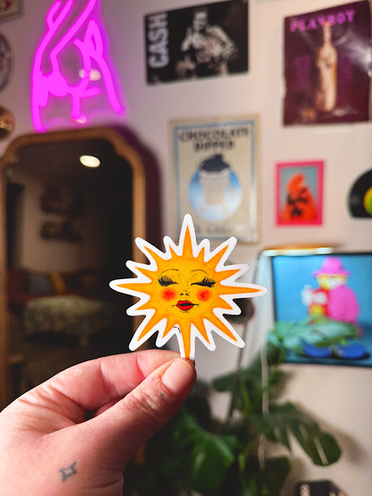 Miss Sunny Vinyl Sticker | Whimsical Celestial Sun Art