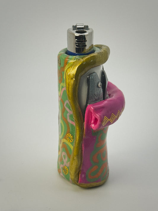 Sardine Tin Lighter Case| Fits Standard Bic | Handmade Polymer Clay Art