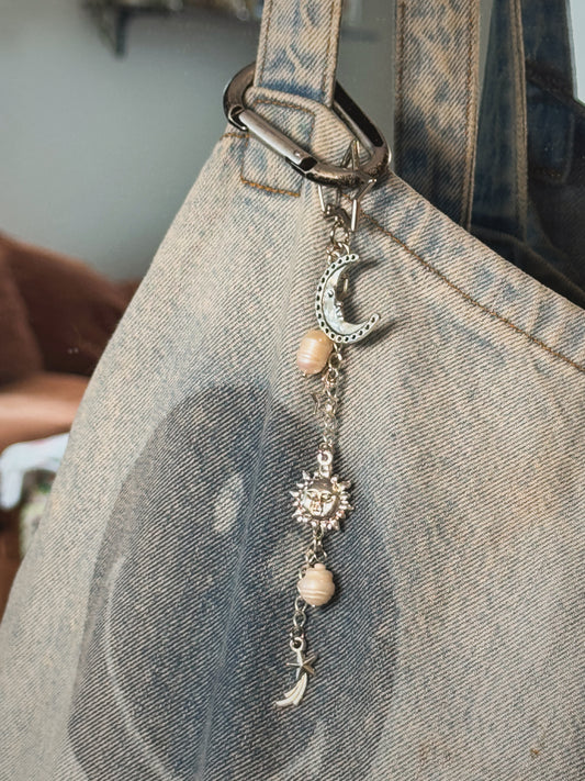 Silver Celestial Bag Charm | Handmade Key Chain