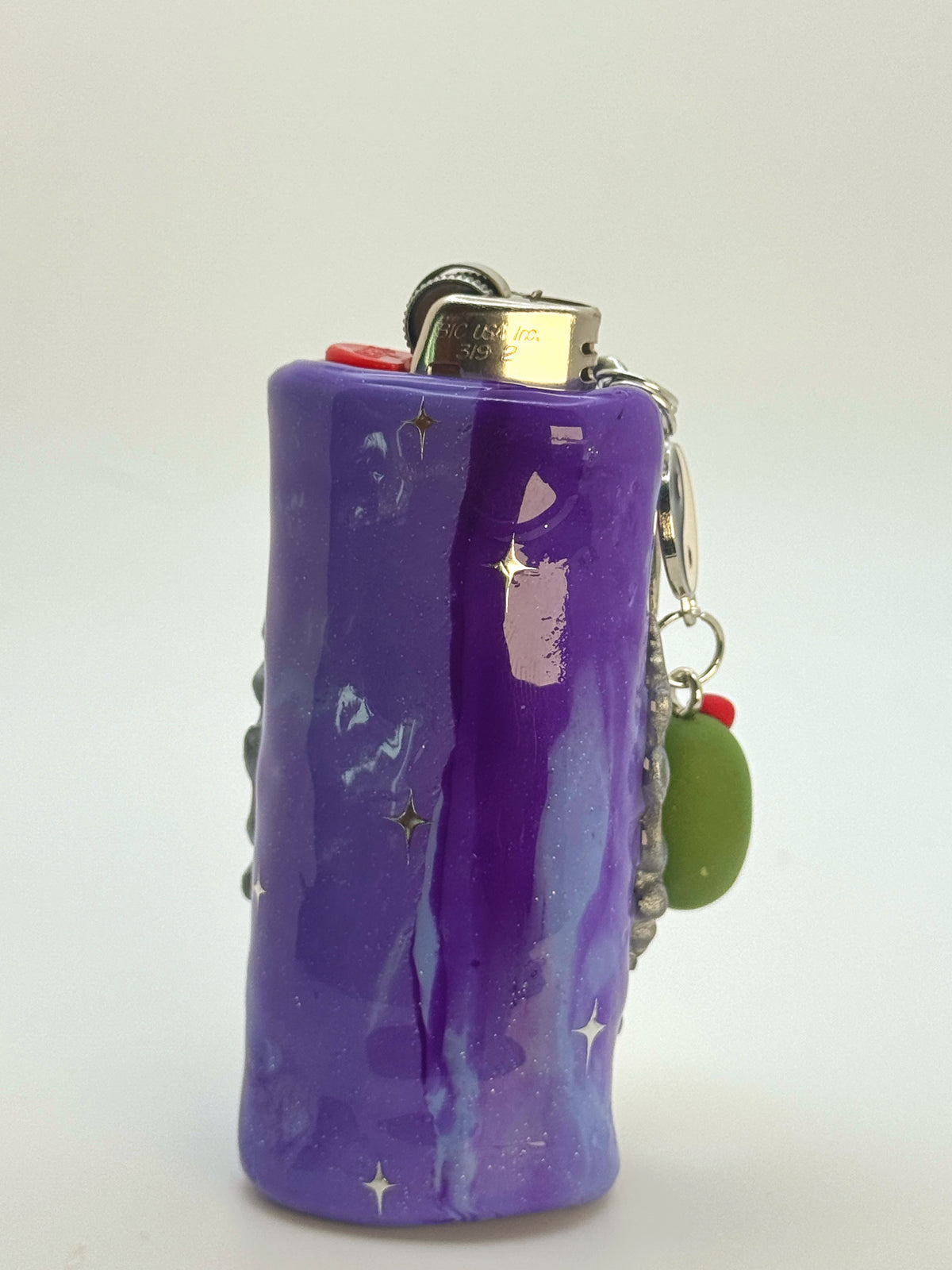 Vintage Frame Martini Kitty Case with charm| Fits Standard Bic | Handmade Polymer Clay Art