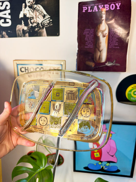 Vintage Atomic Glass Cigarette Tray – Mid Century Barware Catchall