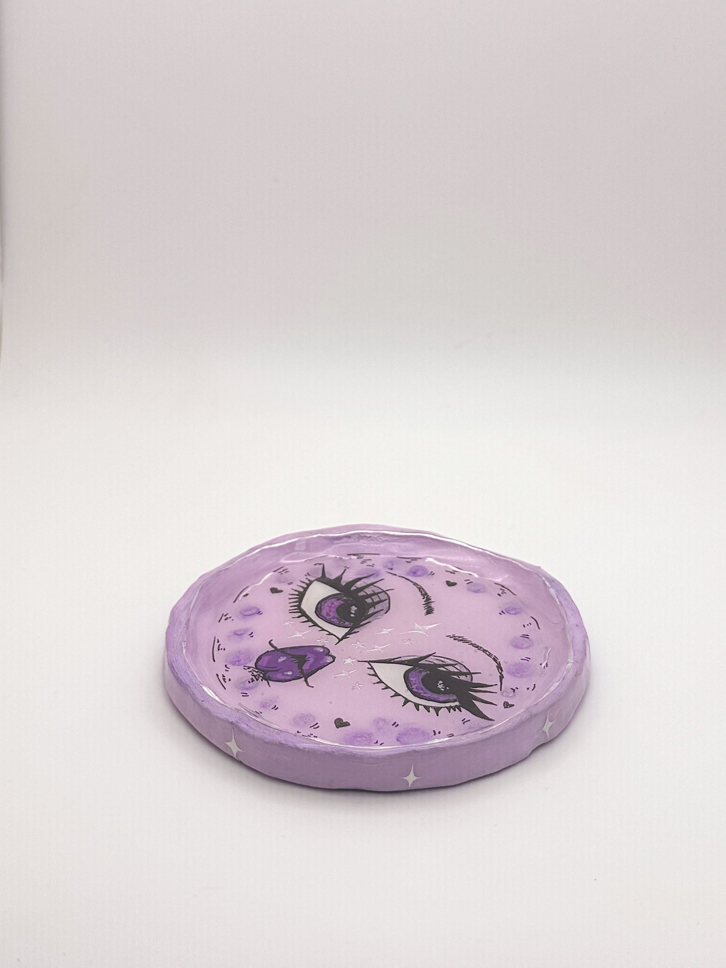 Lavender Moon Trinket Dish — 4 Inch Hand-Painted Polymer Clay