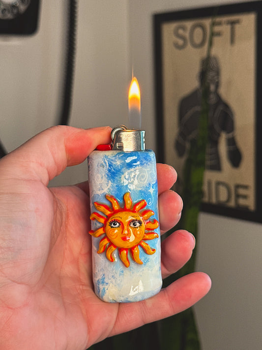 Celestial Sun Babe – Hand-Sculpted Celestial Sun Lighter Case