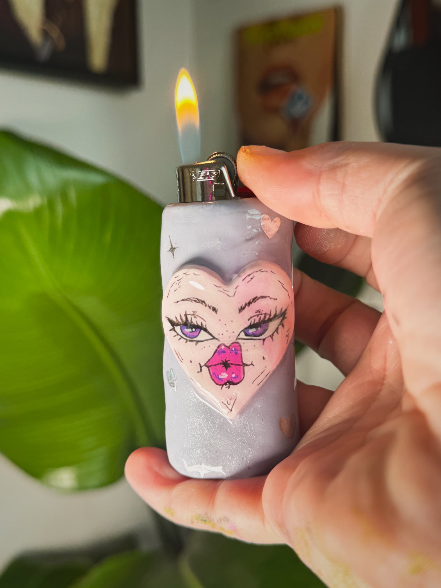 Sassy Heart Lighter Case| Fits Standard Bic | Handmade Polymer Clay Art