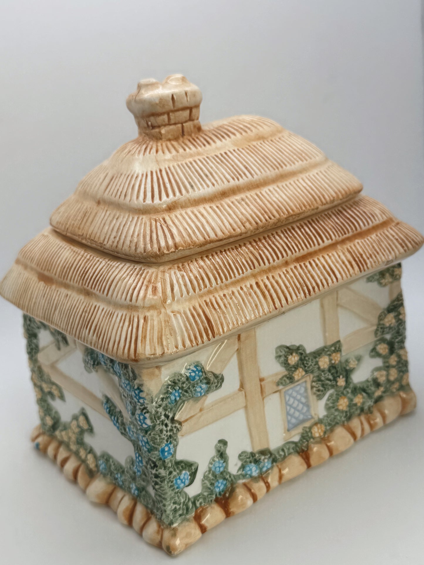 Vintage Teleflora Cottage House Ceramic Jar – Whimsical Cookie & Trinket Storage