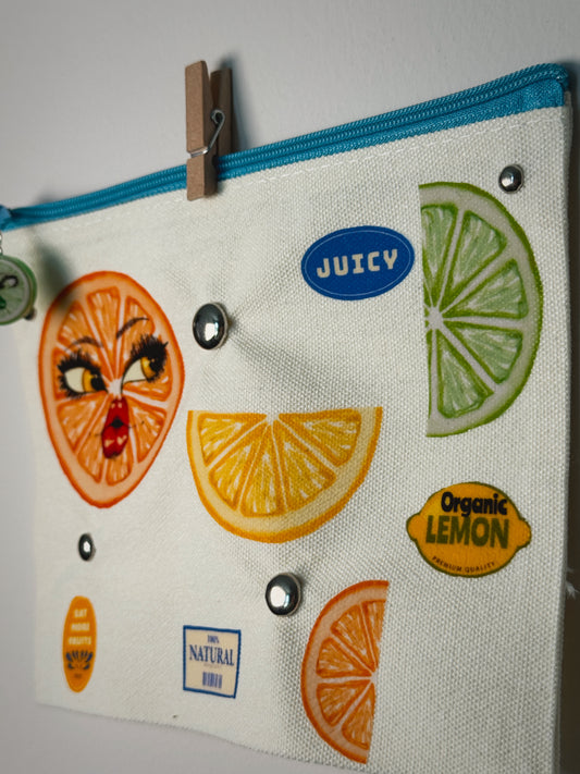 Citrus Sisters Hand-Pressed Bag | 8 x 6 Natural Cotton | Luxe