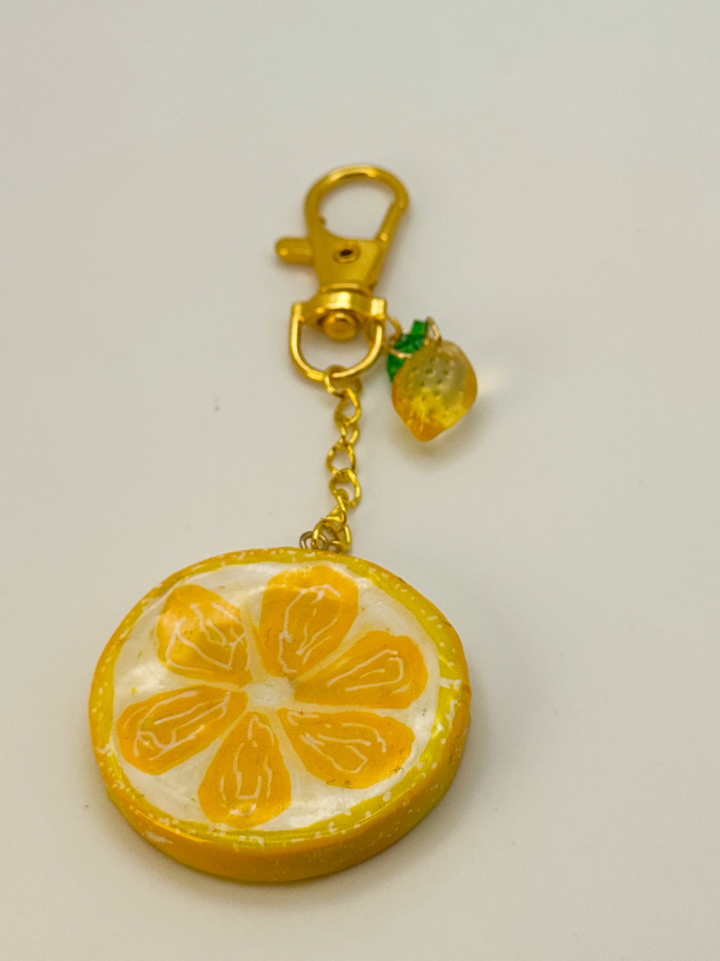 Sassy Lemon Keychain – Handmade Polymer Clay Bag Charm