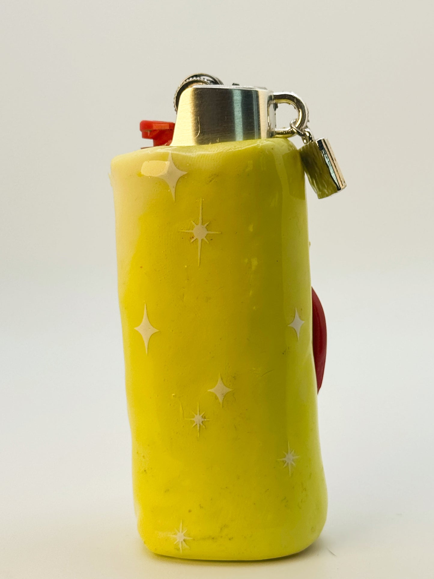 Smoking Strawberry Lighter Case w/ charm | Fits Standard Bic | Handmade Polymer Clay Art