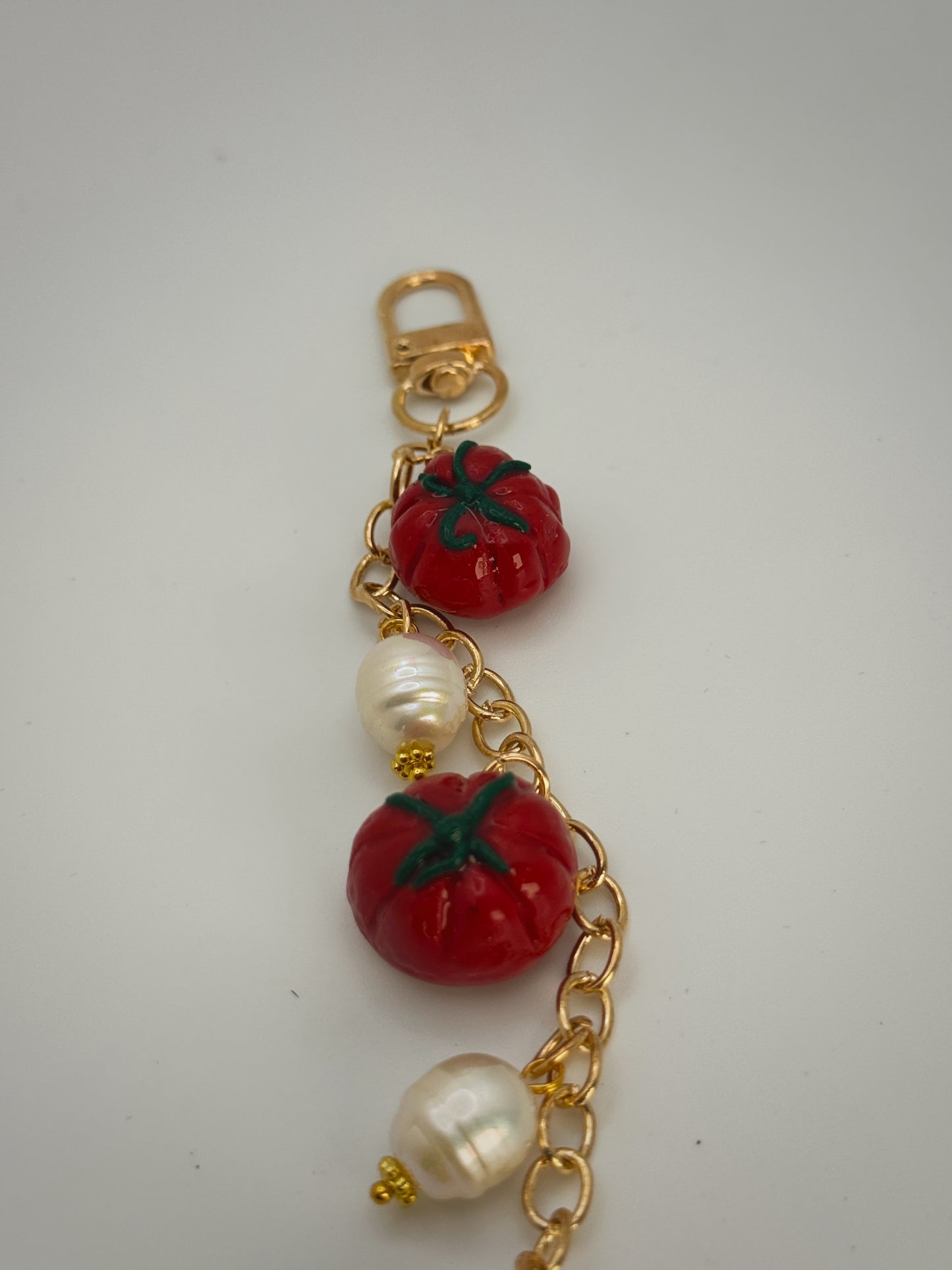 Tomato Keychain – Handmade Polymer Clay Bag Charm