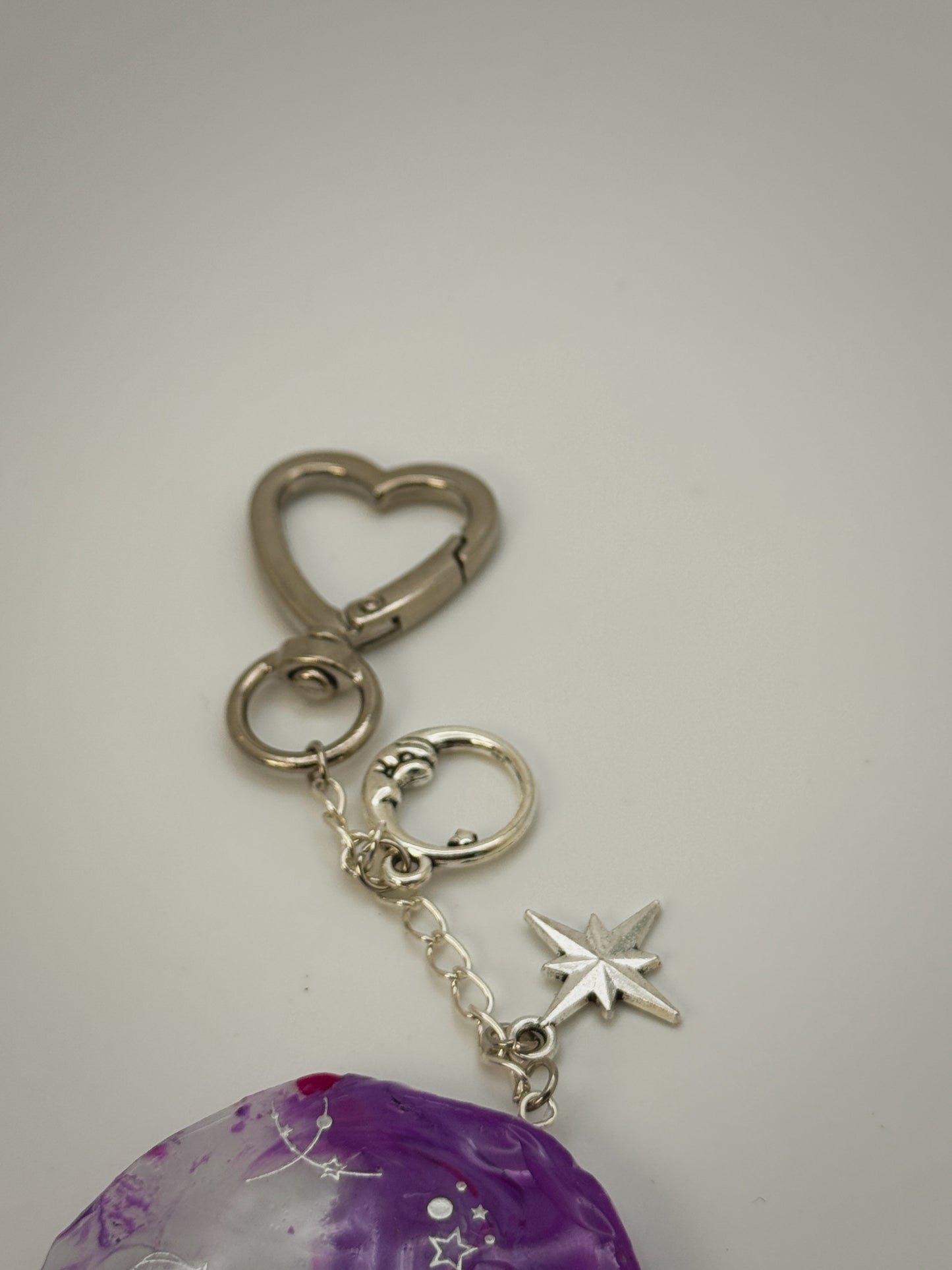 Lavender Dreams Moon Bag Charm | Handmade Polymer Clay Key Chain