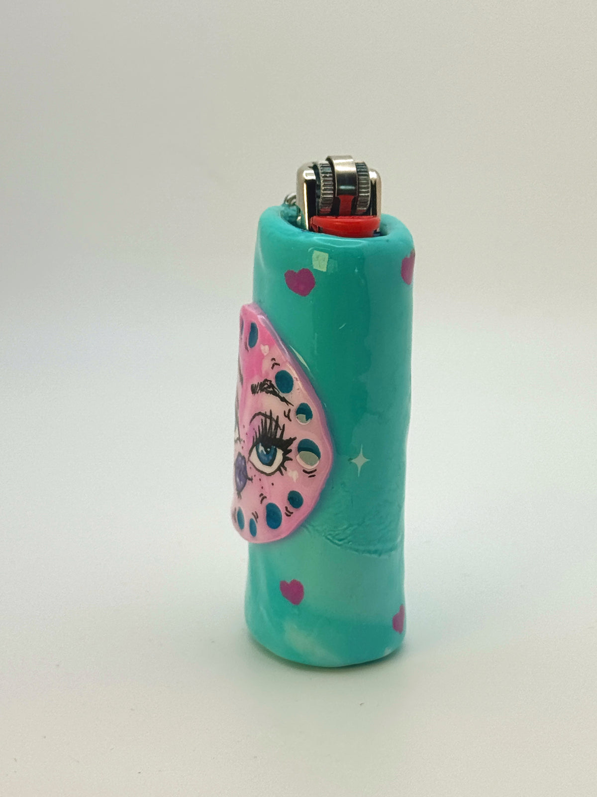 Celestial Moon Case with charm| Fits Standard Bic | Handmade Polymer Clay Art