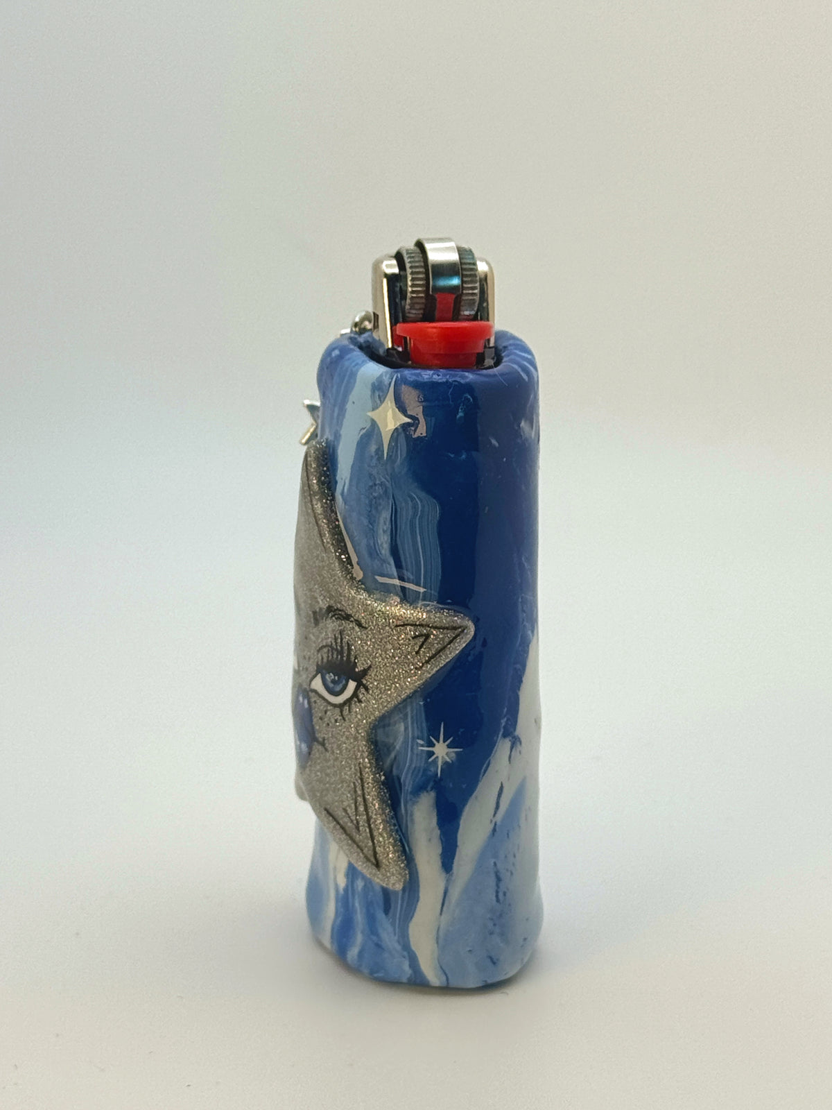 Celestial Star Case with charm| Fits Standard Bic | Handmade Polymer Clay Art