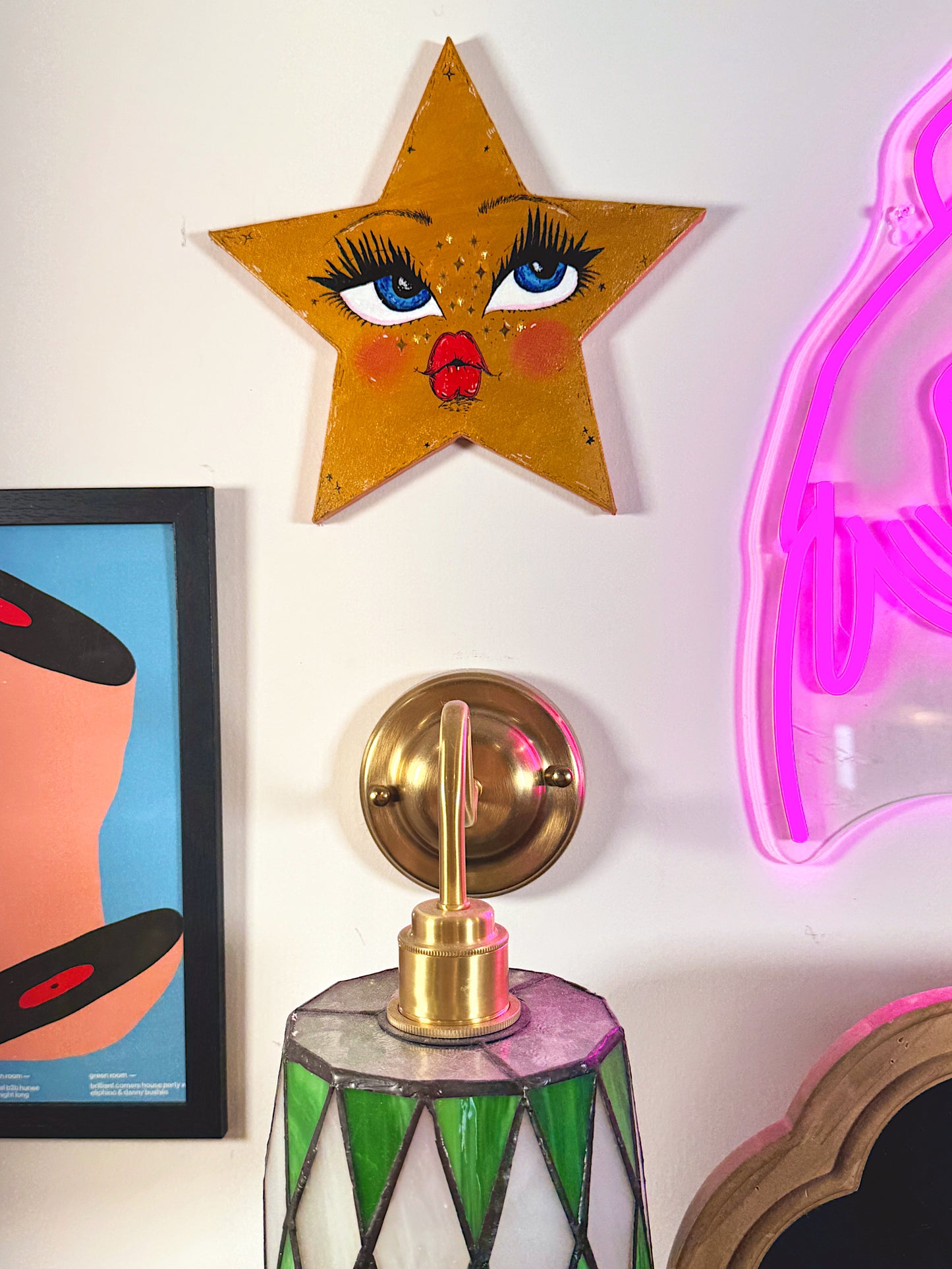 Celestial Star Babe – Hand-Painted 10” Wall Art