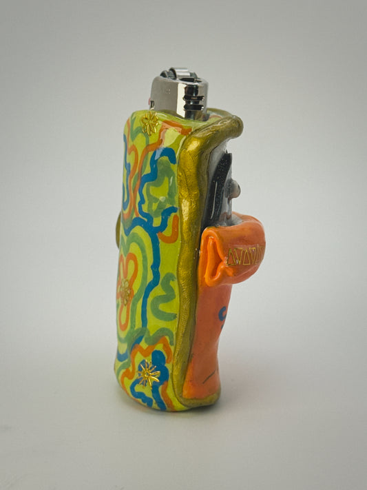 Sardine Tin Lighter Case| Fits Standard Bic | Handmade Polymer Clay Art
