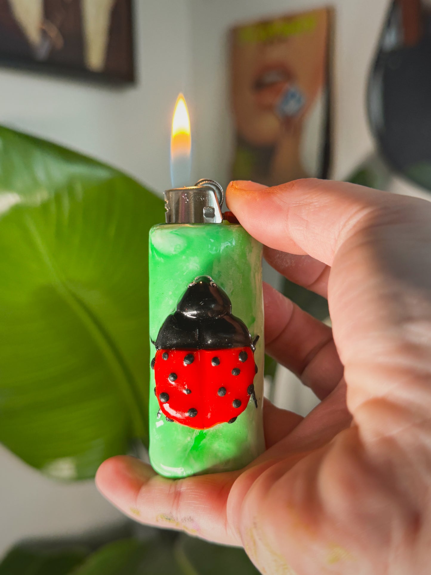 Lady Bug Lighter Case| Fits Standard Bic | Handmade Polymer Clay Art