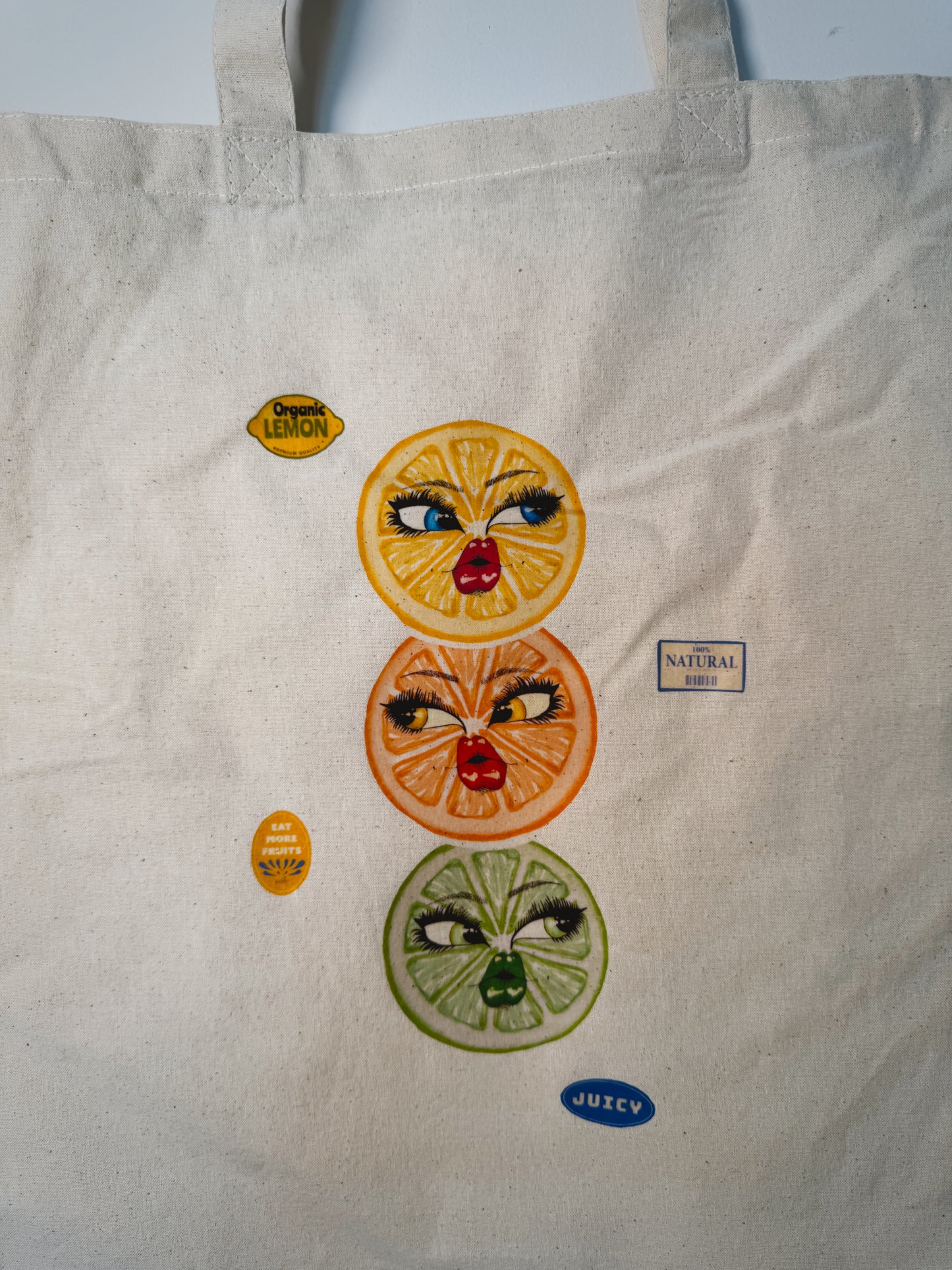 Citrus Sisters Hand-Pressed Tote Bag | 15x16 Natural Cotton