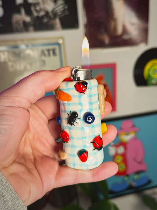 Picnic Lighter Case| Fits Standard Bic | Handmade Polymer Clay Art