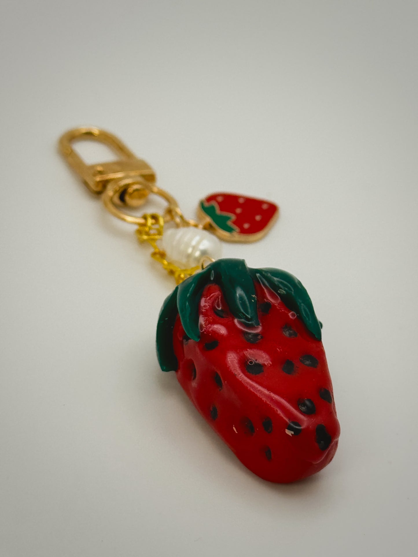 Strawberry Bag Charm | Handmade Polymer Clay Key Chain