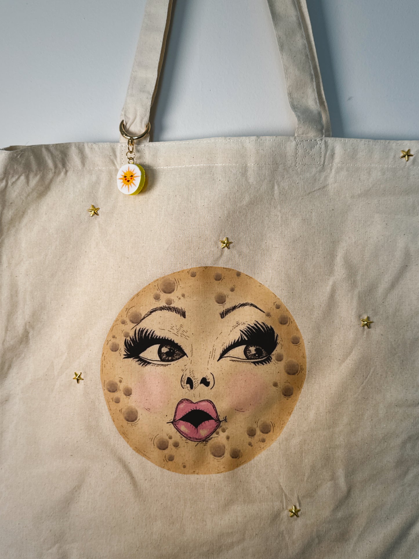 Miss Moon Hand-Pressed Tote Bag | 15x16 Natural Cotton — Luxe