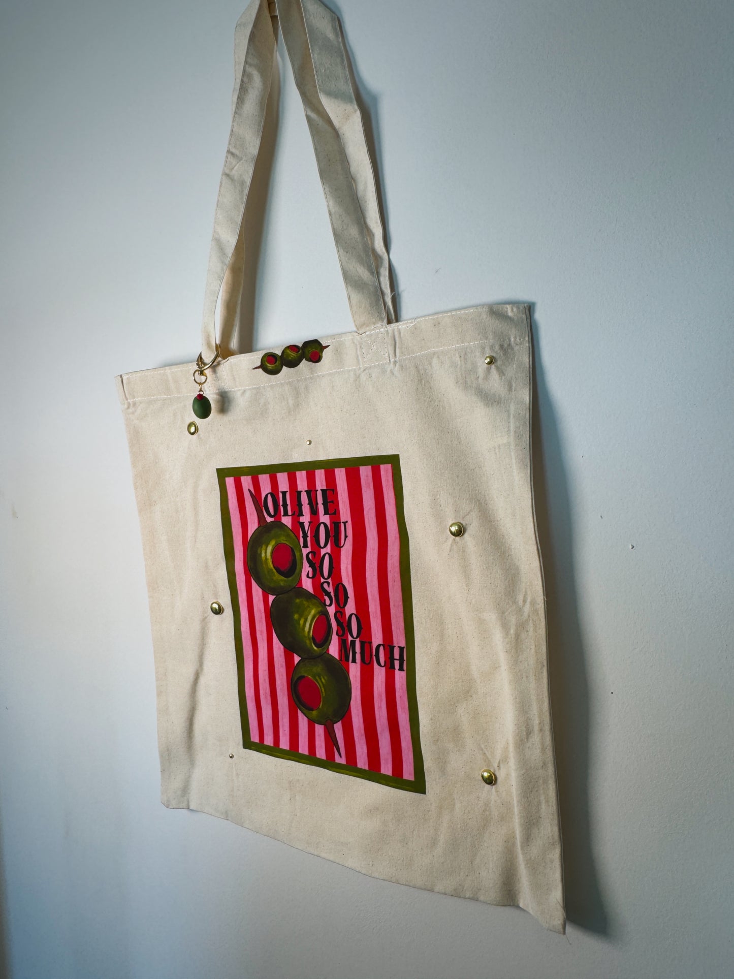 Olive You So So Much Hand-Pressed Tote Bag | 15x16 Natural Cotton — Luxe