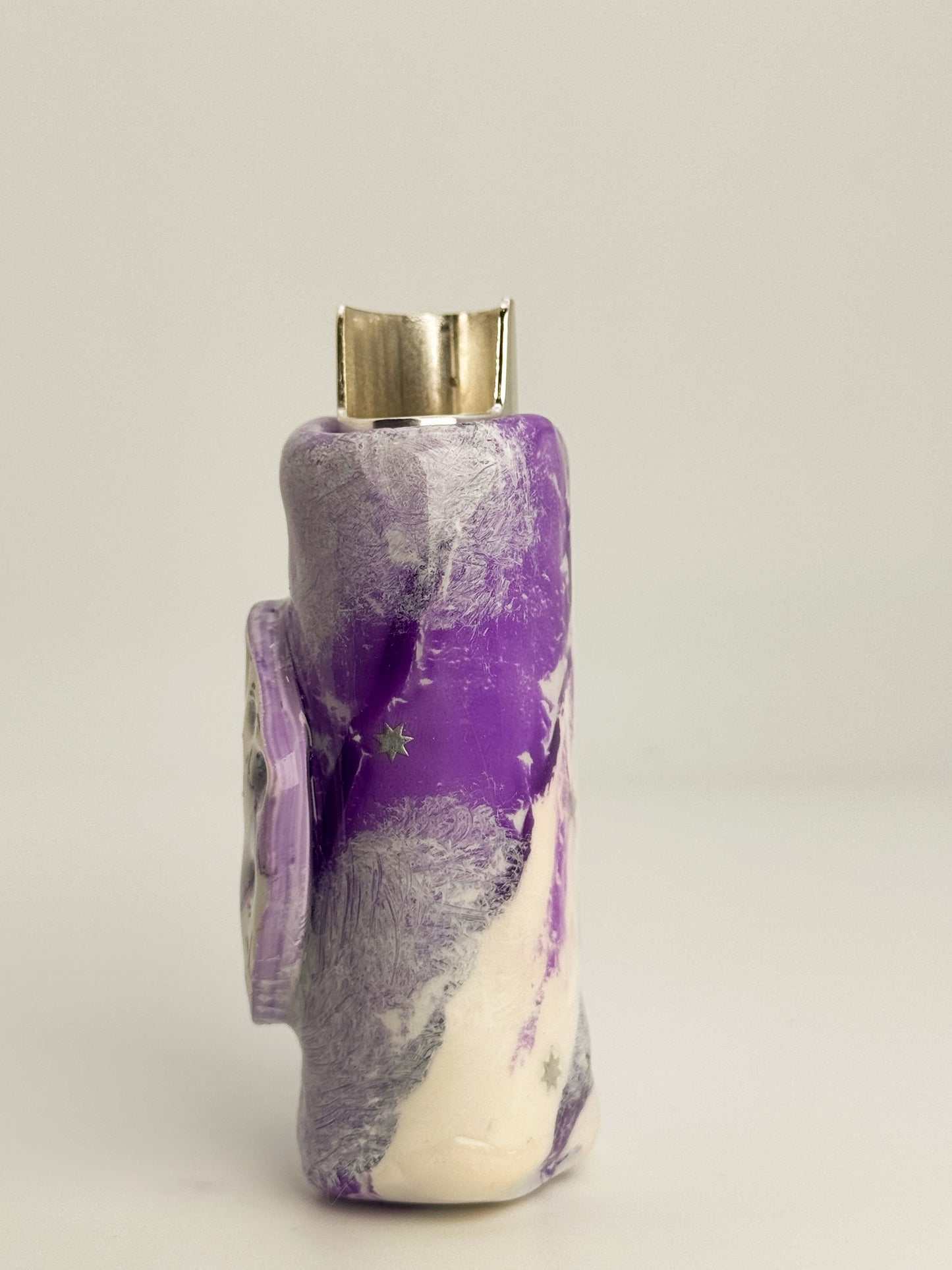 Lavender Moon Lighter Case w/ Charm | Fits Standard Bic | Handmade Polymer Clay Art