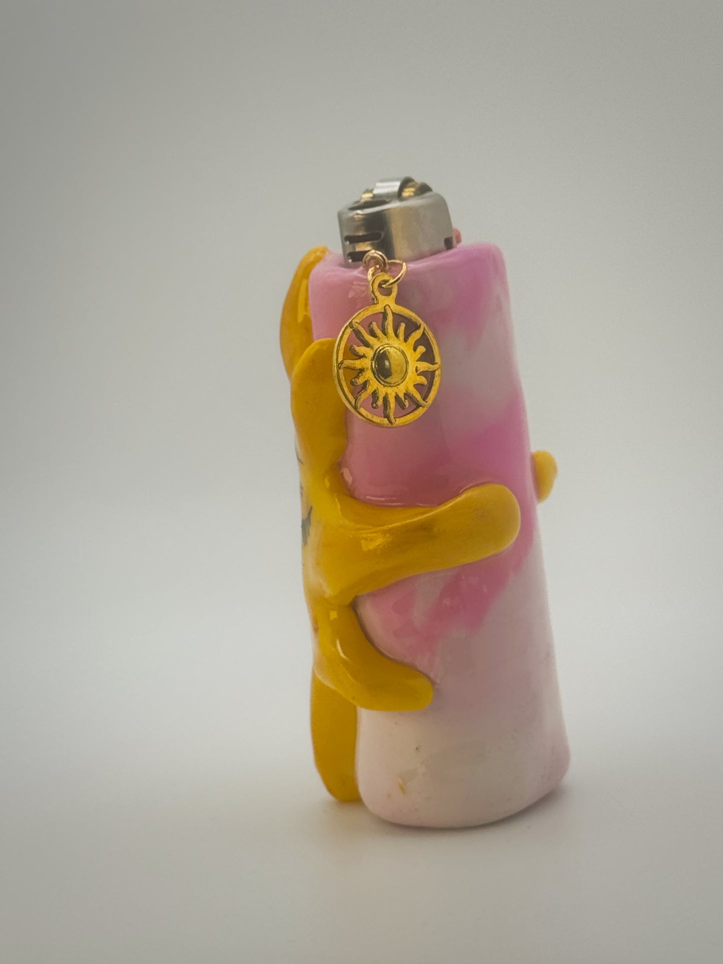 Smoking Miss Sunny Lighter Case with charm| Fits Standard Bic | Handmade Polymer Clay Art