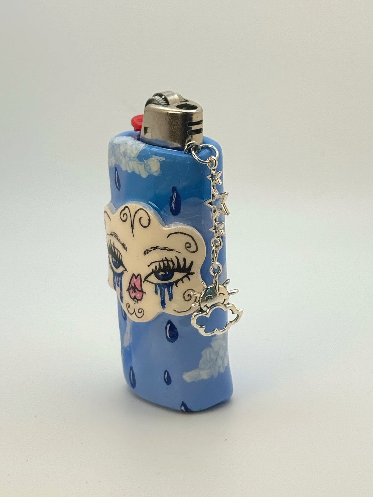 Sad Girl Cloud Case with charm| Fits Standard Bic | Handmade Polymer Clay Art