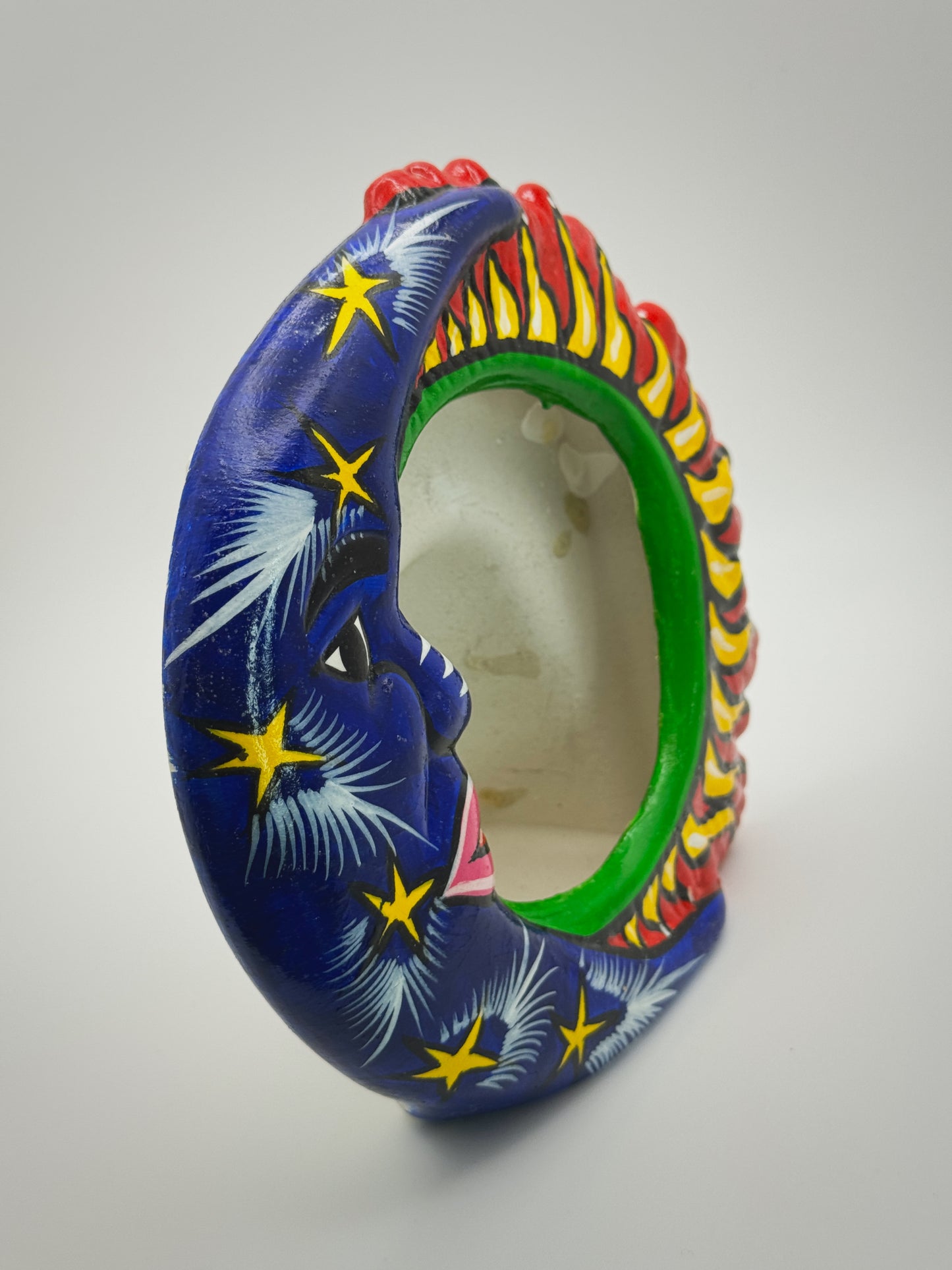 Vintage Celestial Sun and Moon Picture Frame – 90s Boho Mexican Folk Art