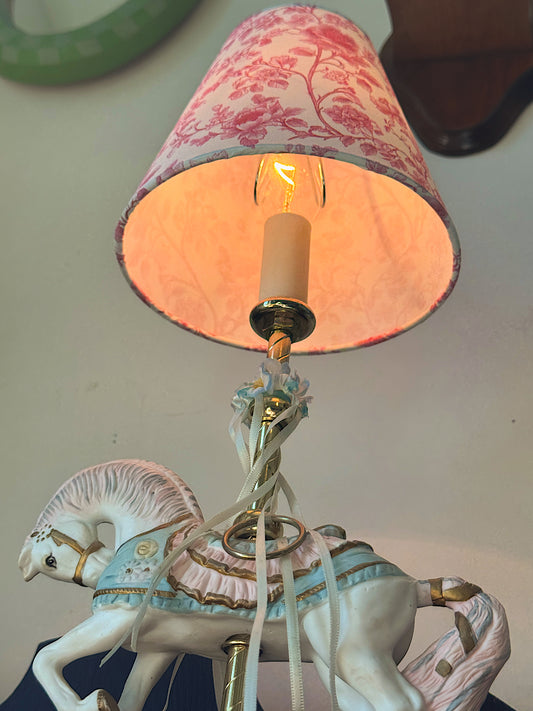 Vintage 1989 House of Lloyd Porcelain Carousel Horse Table Lamp - 17"