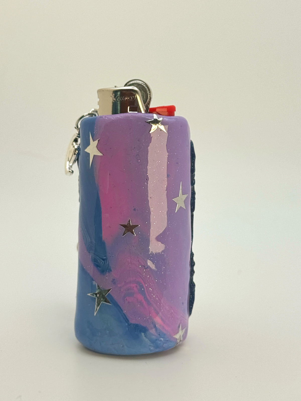 Vintage Frame Smoking Moon Case with charm| Fits Standard Bic | Handmade Polymer Clay Art