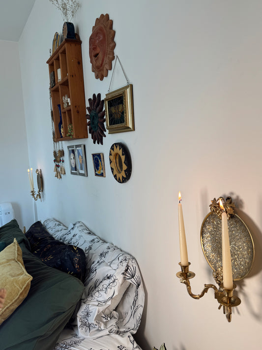 Vintage Solid Brass Wall Sconces Made in India– Grape & Vine Motif – Heavy – Set of 2